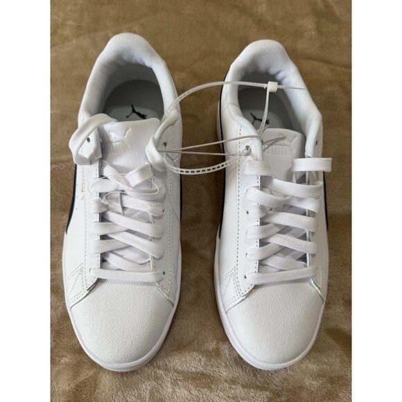 PUMA White & Black Leather Sneakers, Size 8 Women / 6.5 Men, New Without Box - Picture 2 of 7